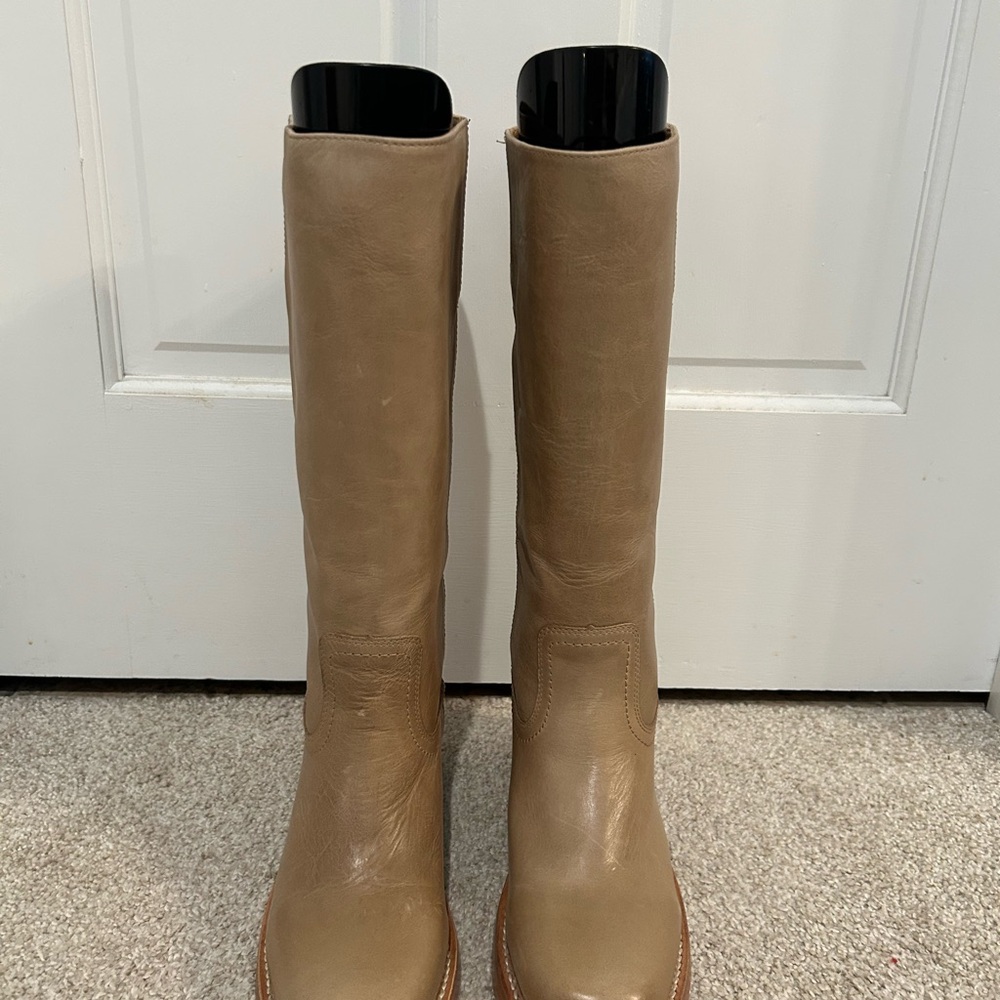 Frye women’s knee-high leather boots, Campus 14L, color eucalyptus
